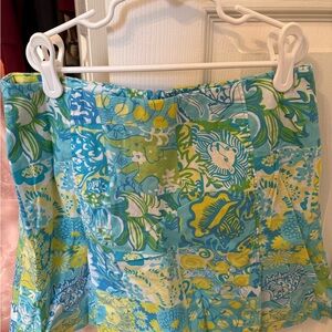 Blue & Green Floral Patchwork Mini Skirt